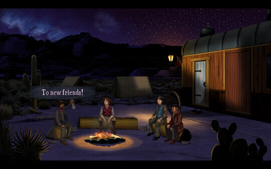 Pixelated art style. In a forest, a woman is speaking to a minister, who says via text "The rapid properties of bloodletting cannot be understated."